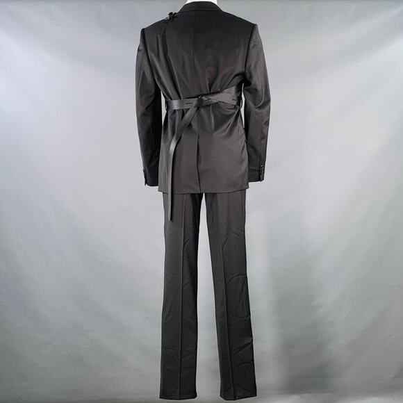 HELMUT LANG SS24 Size 42 Black Wool Notch Lapel Seatbelt Suit - Picture 3 of 13